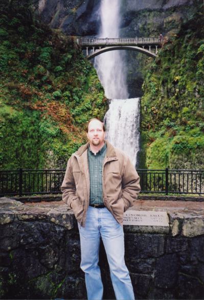 Photo of Anthony Wynn at Multnomah Falls.